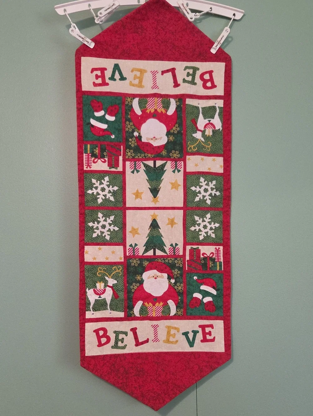 Essential Home Holiday 'Believe' Table Runner Christmas Santa